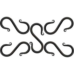 Iron Hand Forged Medieval S Hooks - Set of 5 - Small