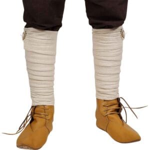 Canvas Viking Leg Wraps with Brooches - Ecru